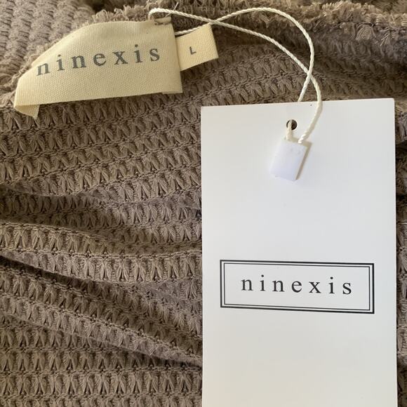 Ninexis Off shoulder Blouse waffle knit Polyester Top Long Sleeves Women L NEW - Picture 12 of 12